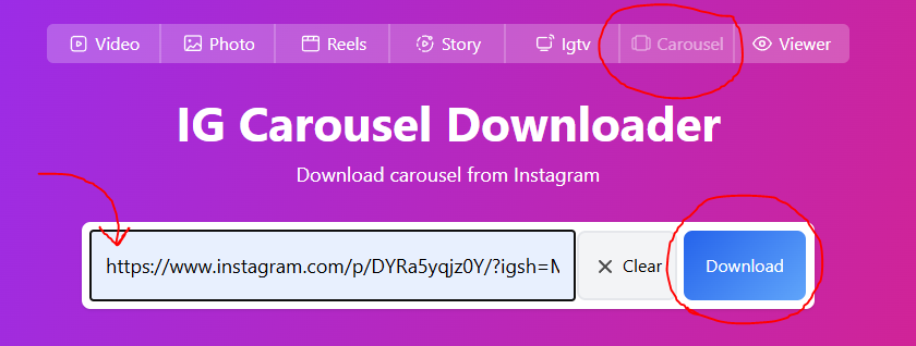 Carousel downloader